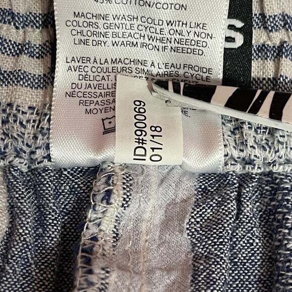 Express High-Rise XS Striped Linen-Blend Wide-Leg Pants Pull-On Boho - Picture 10 of 12